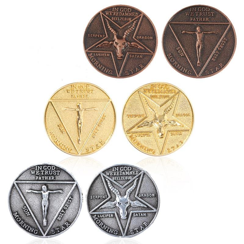 Anime Lucifer Morningstar Satanic Pentecost Cosplay Coin Commemorative Coin Badge Halloween Metal Prop Coin ARI