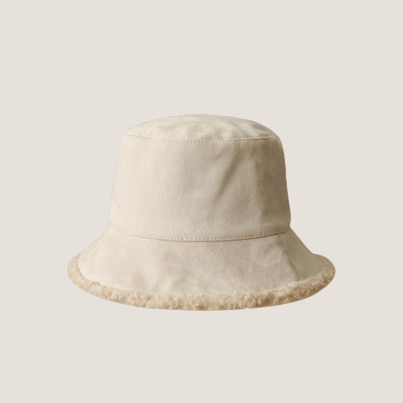 Double Sided Lamb Velvet Pot Hat Men Autumn and Winter New Hat Women Korean Corduroy Fisherman Hat Warmth Thickened Bucket