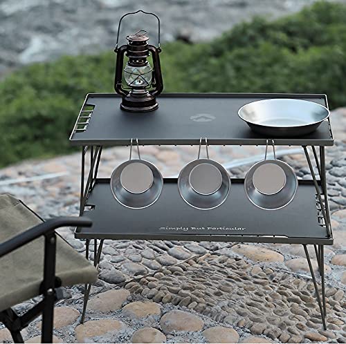 CAMPING MOON Наземная стойка/Полевая стойка Алюминиевые столешницы, Набор из 2 штук, Черный, Черное снаряжение, T-2308-BK-2P