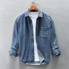 Spring Autumn Fashion Men Shirts  Retro Washed Casual Denim Shirt Men Vintage Designer Leisure Shirts Hombre