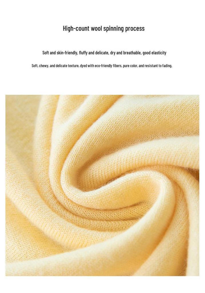 Versatile Round Neck Fine Wool Long Sleeve Base Layer Top