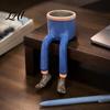 Resin Succulents Pot with Drainage Funny Leggy Human Shaped Planter Creative Legs Sitting Figurine Flower Pot Unique Planter for Indoor Home
