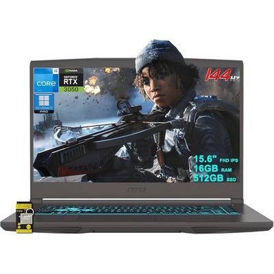MSI Тонкий 15-дюймовый игровой ноутбук, 15,6-дюймовый FHD IPS 144 Гц, Intel 8-ядерный i5-13420H (Превосходит i7-11800H), 16 ГБ ОЗУ, 512 ГБ SSD, GeForce RTX 3050, С подсветкой, USB
