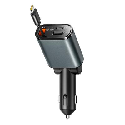 Высокоскоростные 45 Вт Выдвижные Автомобильные Зарядные Устройства USB C Мигающие Крошечные USB Высокоскоростные Автомобильные Зарядные Устройства ABS для Нескольких Устройств в Автомобиле