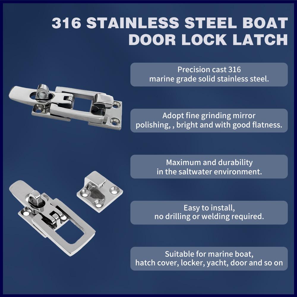 Marine Door Lock Latch 316 Stainless Steel Anti-Rattle Fastener Clamp Boat Accessories Marine Hardware
