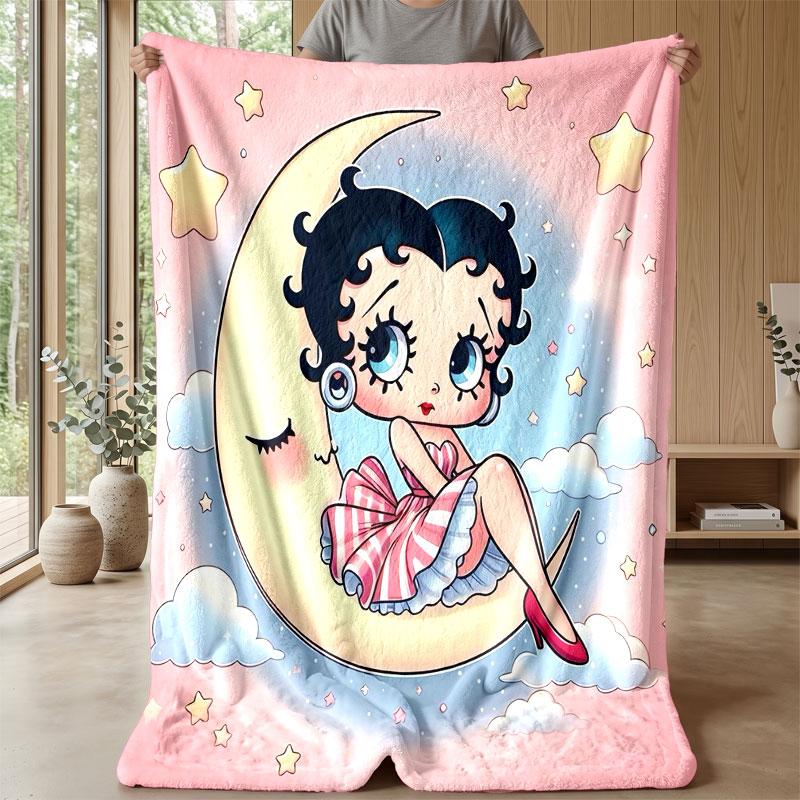 Soft Flannel Blanket Lightweight Cozy Bedroom Living Room CoverBetty Boop