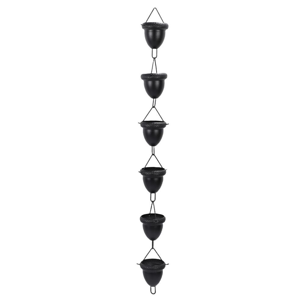 Black Acorn Rain Chain 3.6ft Decorative Rain Catcher Chain for Gutter Downspouts Aluminum Alloy