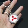 For Mitsubishi Ralliart Lancer Ex Mirage V33 Delica Pajero Galant Eclipse Diamond Keychain Key Rings Pendant Car Logo Key Holder
