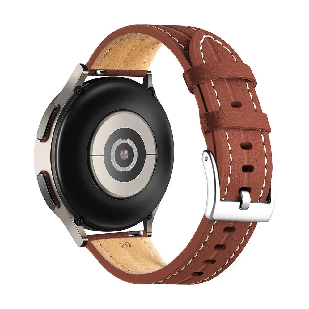 Кожаный ремешок 22 мм 20 мм для Samsung Galaxy Watch 3 41 мм 45 мм, браслет для Active 2/Watch 4 Watch5 Watch6, сменный ремешок