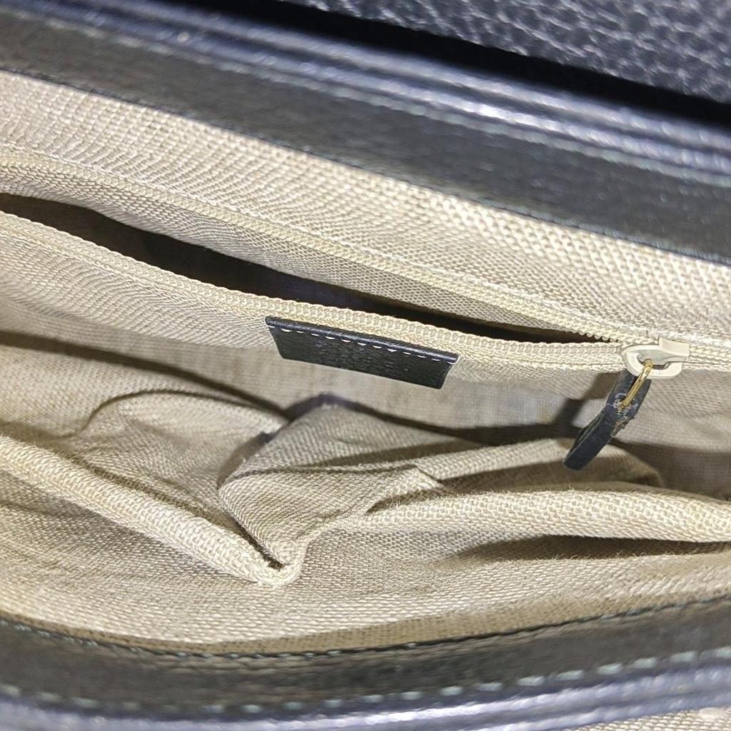 [Pre-Owned] Silver Logo Double G Pebbled Leather Messenger Bag Chain Shoulder Crossbody Tote Bag - Good #18ULUVV