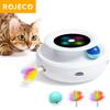 ROJECO 2 в 1 умные игрушки для кошек, автоматический забавный шарик с перьями, набор игрушек для кошек и собак, 5 режимов, электронные интерактивные игрушки для домашних животных, аксессуары