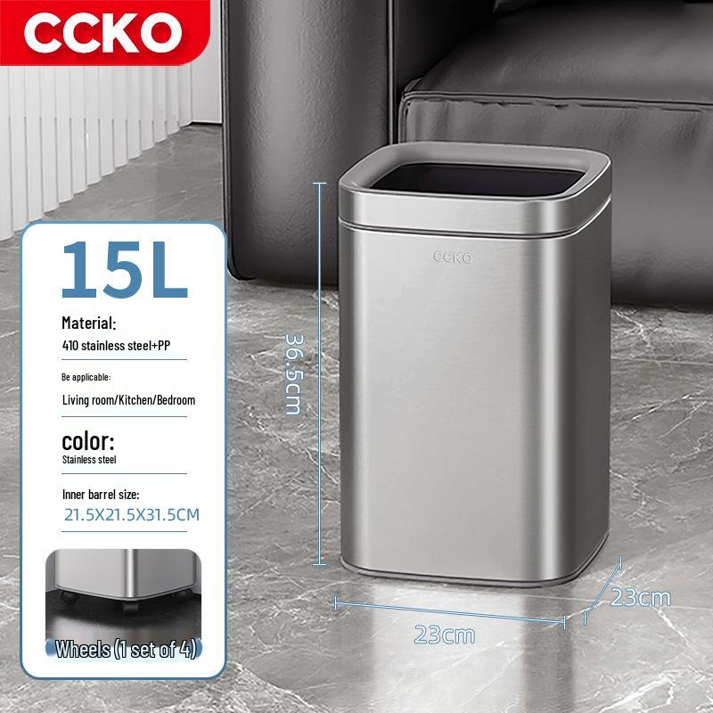CCKO Большая открытая мусорная корзина из нержавеющей стали для дома, офиса или кухни