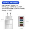 Multi-Port Tablet Charge Travel Portable EU/US Plug USB Charger 4-Port Quick Charge