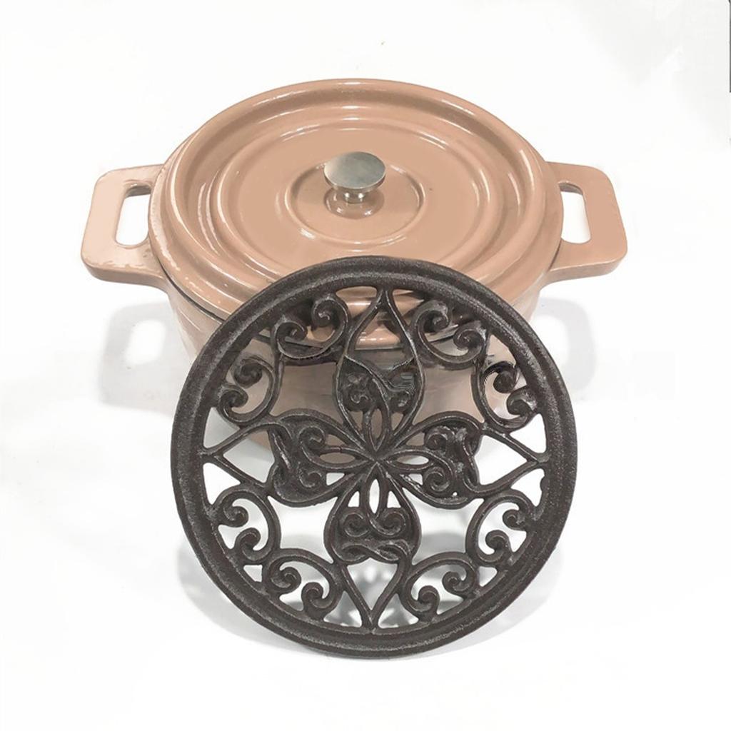 Чугунная подставка для горячей посуды и кастрюль с цветочным узором, теплоизоляционная подставка для обеденного стола, украшение кухни