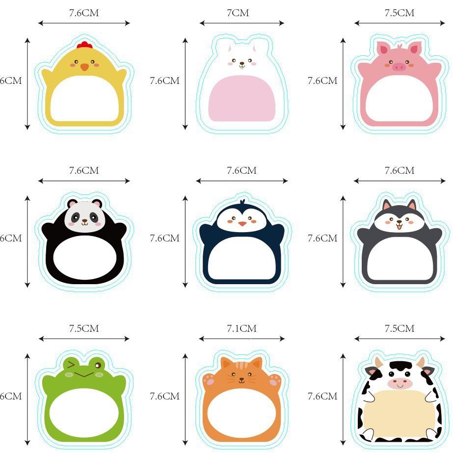 Cartoon cat sticky notes, creative, highly adhesive, cute animal, reusable, tear-off