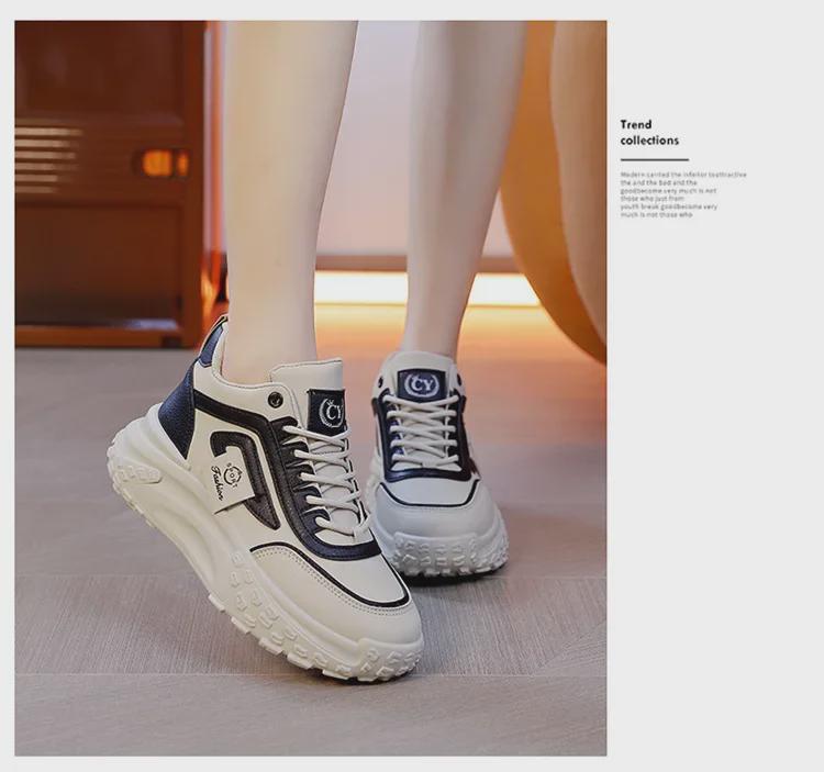 Women's High-Top White Sneakers, All-Match Thick-Soled Casual Shoes, 2025 Autumn/Winter New Sports Dad Shoes CY-C036