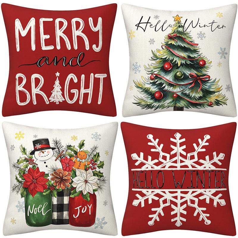 New Christmas Snowman Pillow Case Home Sofa Cushion Case Festive Party Pillow Case