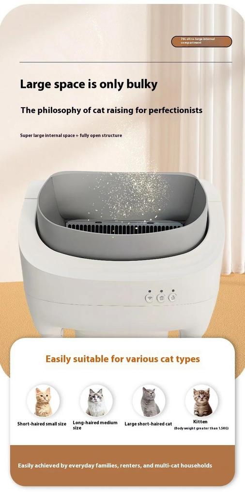 Hot promotion 11L Large Capacity Smart App Control Open-top Automatic cat - Box Basin with Dual Safety Sensors Self Cleaning