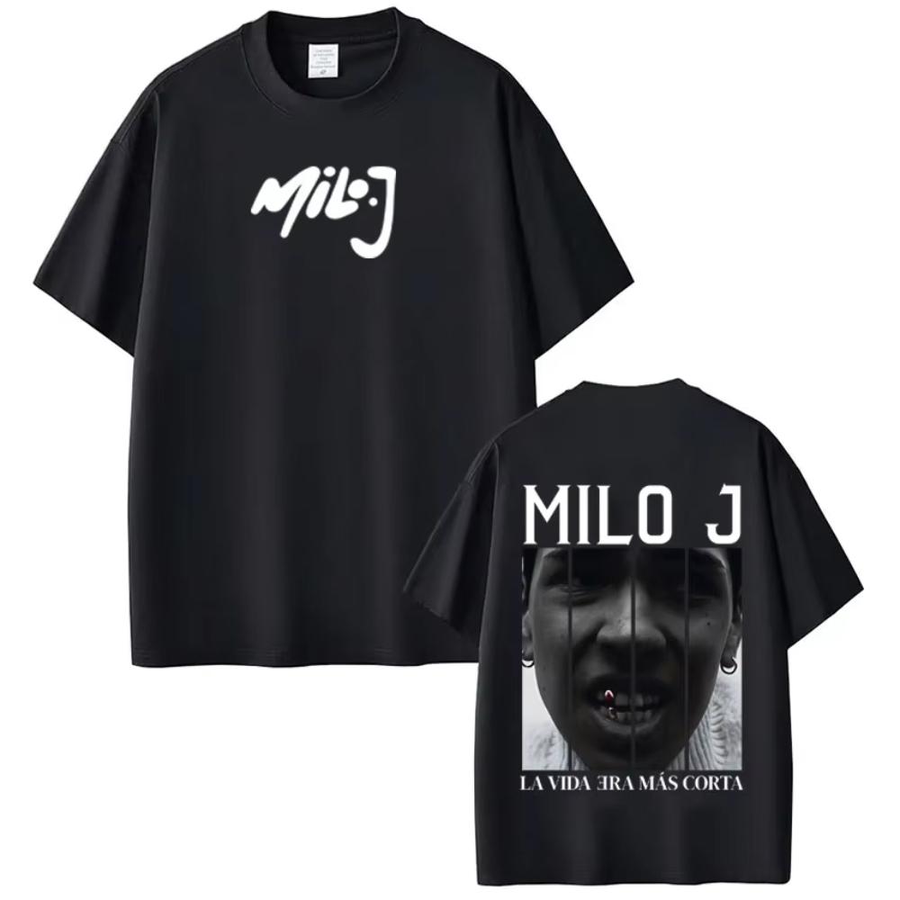 Футболка с принтом рэпера Milo J 'La Vida Era Mas Corta' Мужская Женская Harajuku Летние Свободные Футболки Топы