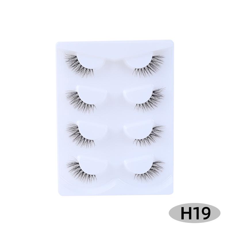 Cross-Border Cat-Eye Clear Band False Eyelashes - Natural, Dense, Half-Length with Extended Eye Tail