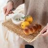 Плетеная корзина для хранения Ужин Кофе Завтрак Поднос для подачи Хлебница Круглая Прямоугольная Плетеная вручную Корзина для еды с ручкой Декор для дома