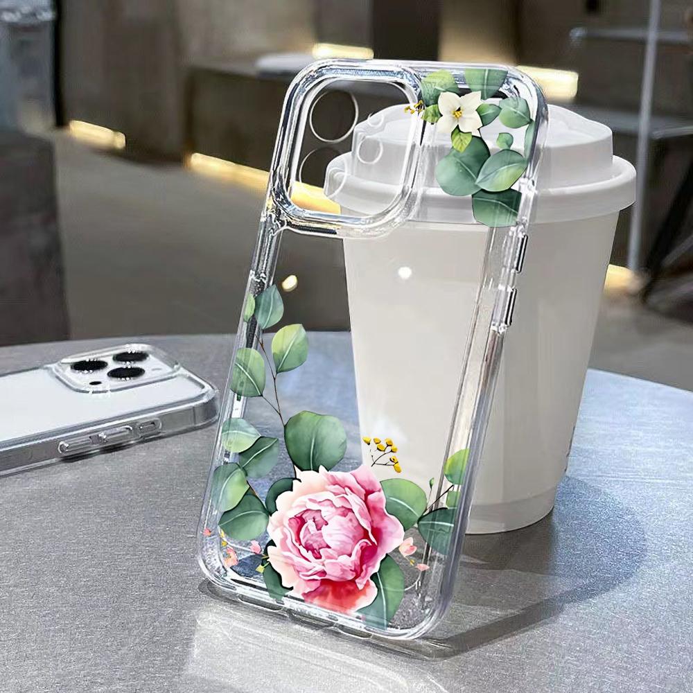 Красивые Цветы Мягкий Силиконовый Чехол Funda для iPhone Для iPhone 17 16 15 13 12 11 ProMax Pro Plus Ударопрочный Carcasa Чехлы для Телефона