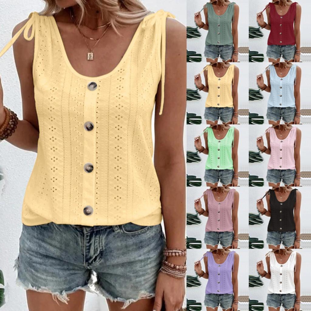 Women's Sexy Casual Solid Color U Neck Vest T-Shirt