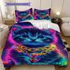 Kitten Pattern Bedding Quilt Set Quilt Cover Pillowcase Home Decoration Birthday Gift (1 * duvet cover + 2 * pillowcase, without core)