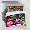 3pcs Custom Name Cartoon Mighty Morphin Power Rangers Bedding Set Duvet Cover Closure Includes 1 Duvet Cover & 2 Pillowcases for All Seasons Bedroom D