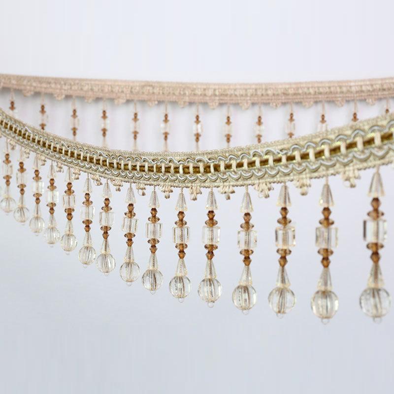 1 метр Элегантная бахрома из хрустальных бусин Кружевная отделка Кисточка Лента Для шитья Обивки Шторы Аксессуар Декор Поделки