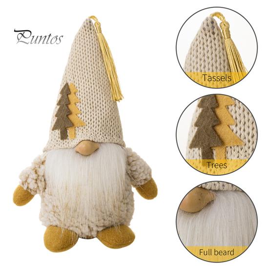 Рождественская кукла-гном, вязаная заостренная шапка ручной работы, снежинка, дерево, полная борода, милый настольный безликий гном, фаршированное украшение, товары для вечеринок, подарок