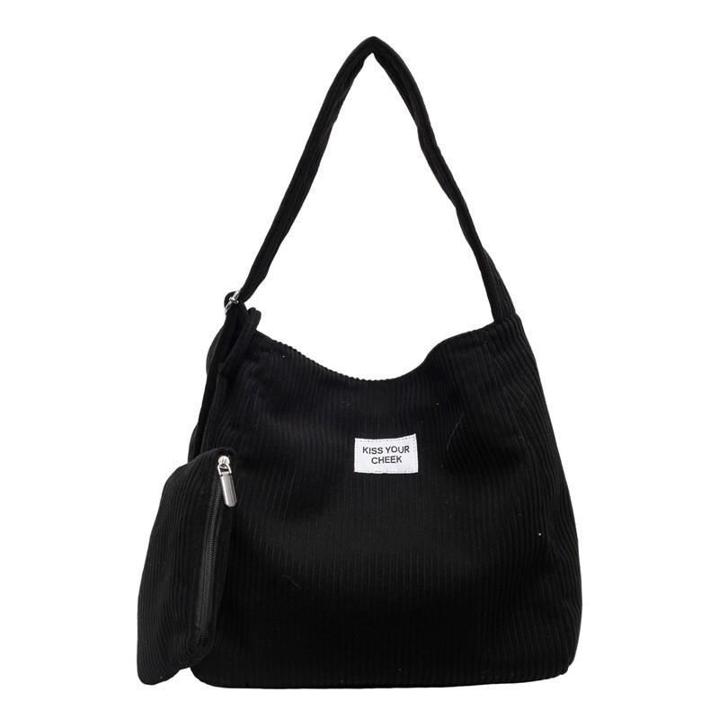 Corduroy Shoulder Bag Women Large Capacity Crossbody Tote With Magnet Soft Urban Style Daily Use