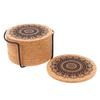 12Pcs Mandala Design Round Shape Wooden Coasters With Rack Round Cork Coaster