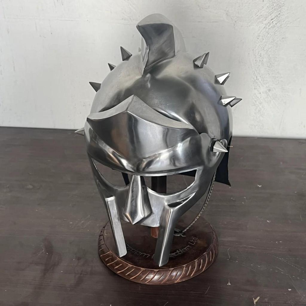 Greek Armour Gladiator Helmet for Role Play with Free Display Stand Maximus Decimus Meridians Armour Helmet