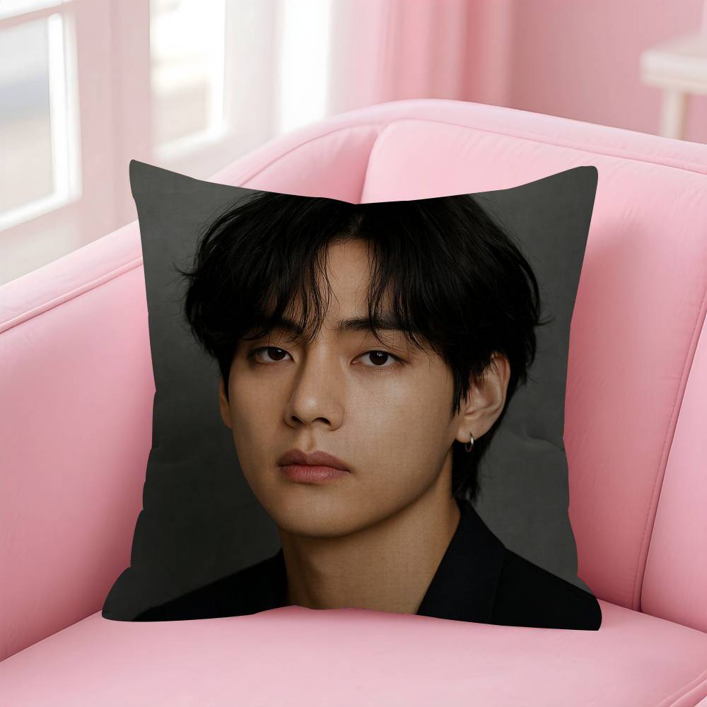 Подушка-чехол для сиденья singer Kim T-Tae-Hyung, чехол для подушки в машину 45X45 см, чехол для поясничной подушки, чехол для диванной подушки