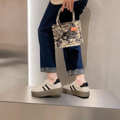 Женские новые ретро универсальные белые туфли на платформе со шнуровкой, повседневная спортивная обувь для скейтборда из кожи с внутренней высотой