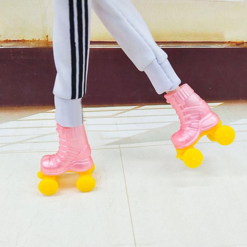 1 пара мини-роликов для куклы 30 см 1:6 миниатюрных плоских коньков для кукольного домика, обувь для детей, игрушки для ролевых игр, аксессуары для кукол