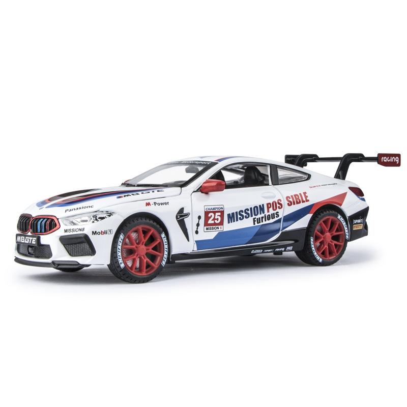 1/24 BMW M8 GTE гоночный автомобиль литой автомобиль модель звук свет инерционная игрушечная модель компьютер декоративные украшения детские игрушки подарок