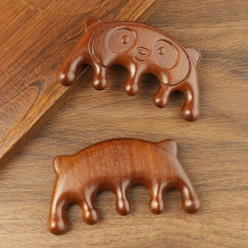 Сандаловая расческа-массажер «Панда» для головы, меридианная расческа для кожи головы, расческа для лица, глаз, плеч, шеи, скребковый массаж, уход за волосами, антистатическая расческа