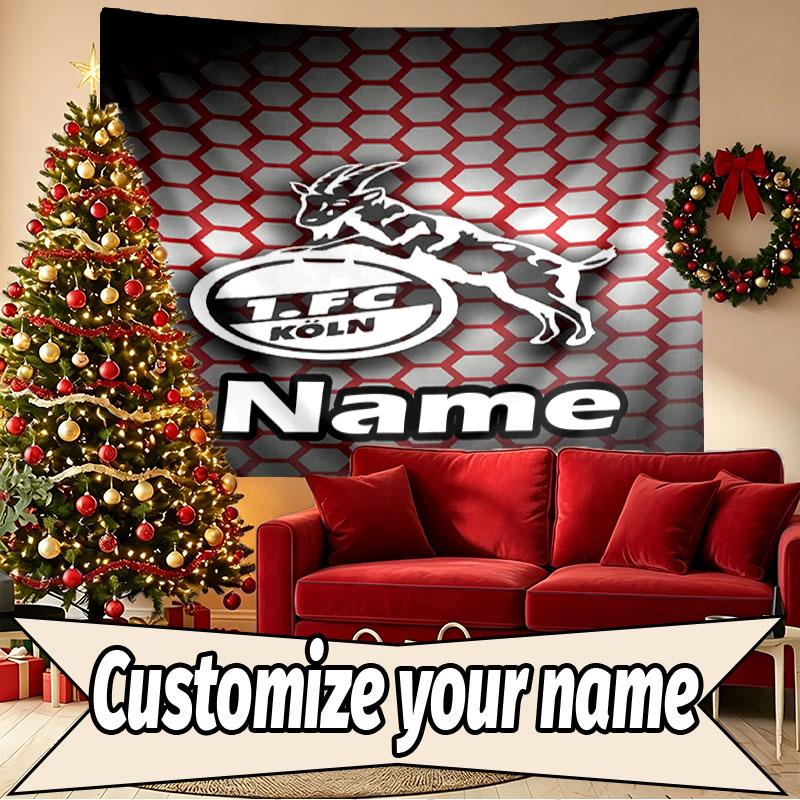 Custom Name Personalized FC Koln Print Tapestry, Wall Art Decor, Bedroom, Dorm, Apartment, LivingRoom, Party Backdrop, Gift for Birthday