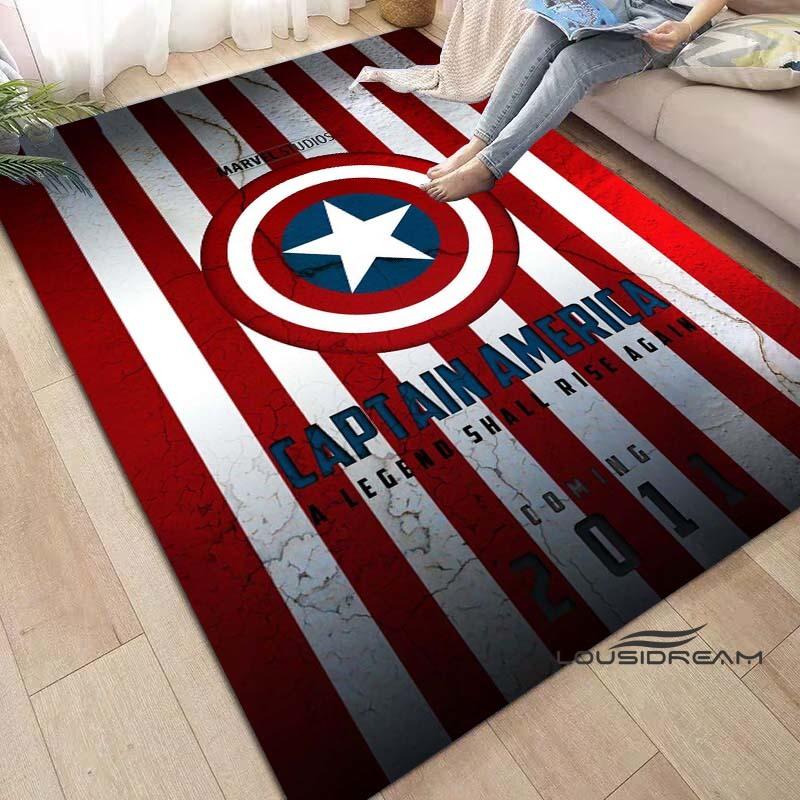 Captain America Cartoon-Themed Rug — Living Room Home Décor, Bedroom, Sofa & Doormat Accent, Children's Rug, Non-Slip Mat