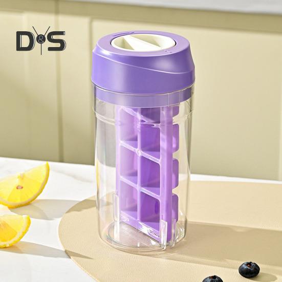 Портативный льдогенератор, бутылка для воды без бисфенола А и лоток для кубиков льда 2 в 1 с поворотным механизмом выпуска, герметичные принадлежности для путешествий, кемпинга, домашнего офиса