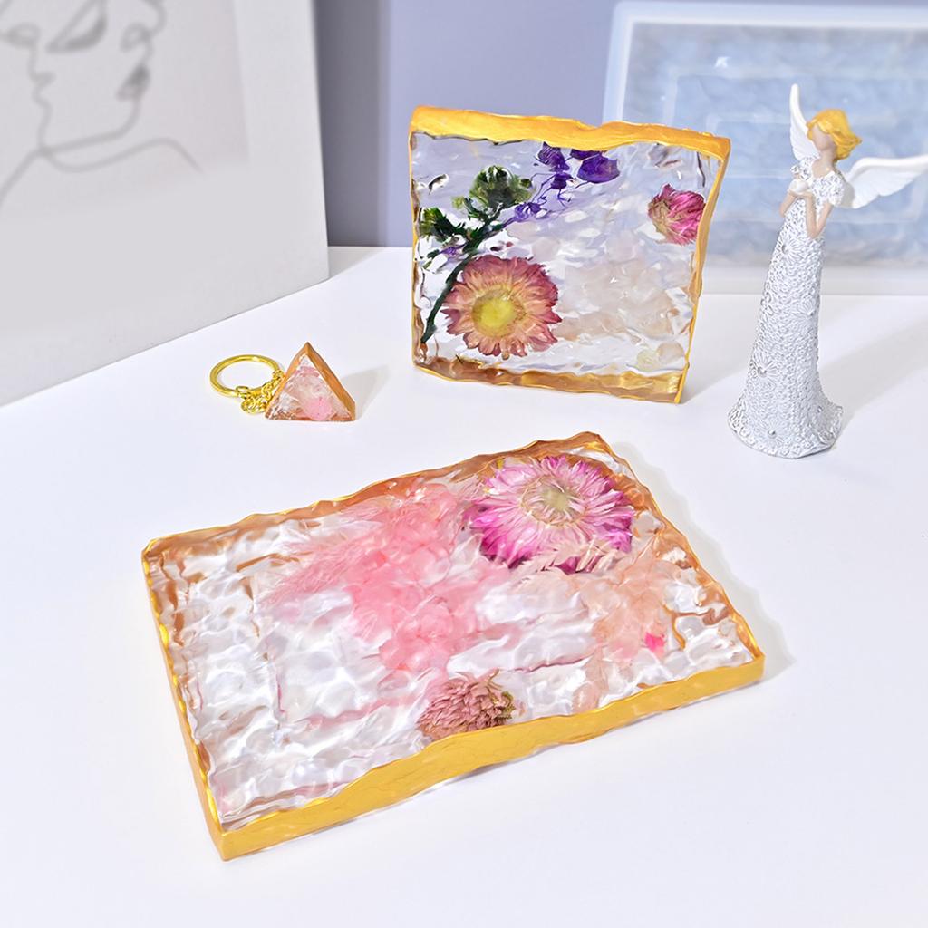 Подставка-поднос для стола Силиконовая форма Легкое извлечение Настольная подставка-костер с эффектом водной ряби Форма для эпоксидной смолы Материалы для рукоделия ручной работы