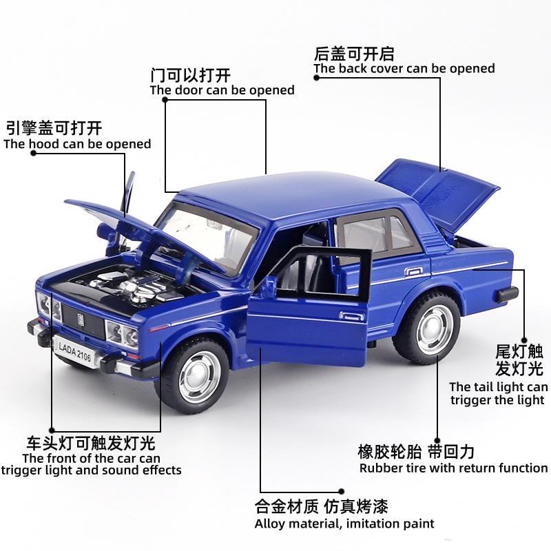 1:32 Lada Jeep Винтажная Модель Автомобиля Сплав Авто Модель Литья под Давлением Звук и Свет Оттянуть Назад Игрушки Коллекция Детский Подарок на День Рождения