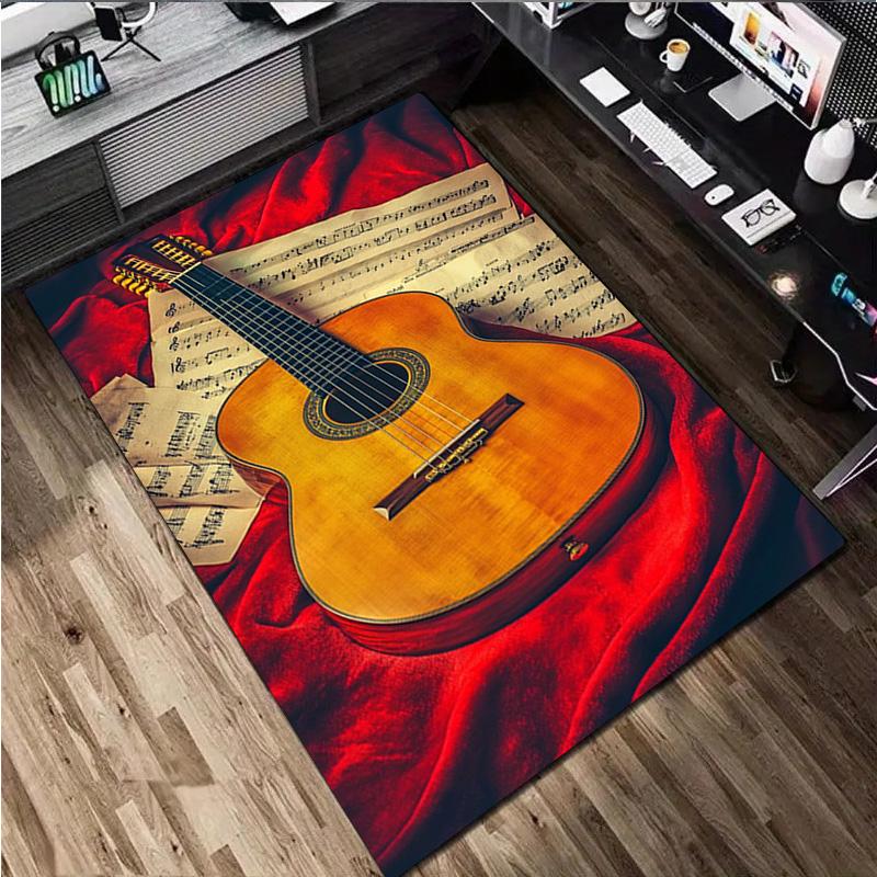 1Pc Guitar Print Rug - home decoration Carpet For Living Room Bedroom Flooring Computer Chair Area Rug