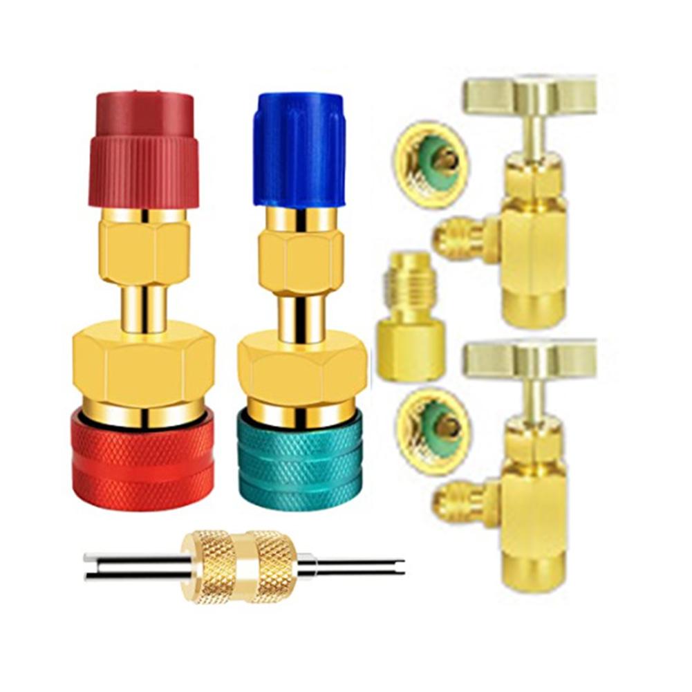 2Pcs R1234YF High/Low Side Quick Couplers Adapter Kit Quick Fitting Coupler For R1234YF To R134A Conversion Connectors