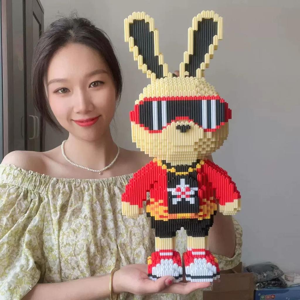 3D 5800PCS Candy Rabbit Красочные и милые кролики Общество кроликов Строительные блоки для взрослых Высокая сложность сборки головоломки игрушки подарок