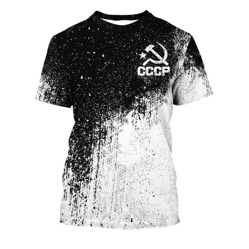 Футболка с 3D-принтом СССР для мужчин, Советский Союз, футболка с короткими рукавами, повседневный свитер с круглым вырезом, свободные футболки