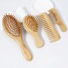 4 Pcs Hair Comb Set, Equipped with Bamboo and Wood Wide Teeth and Tail Comb, As Well As Massage brush,Special for Real Hair Wigs
