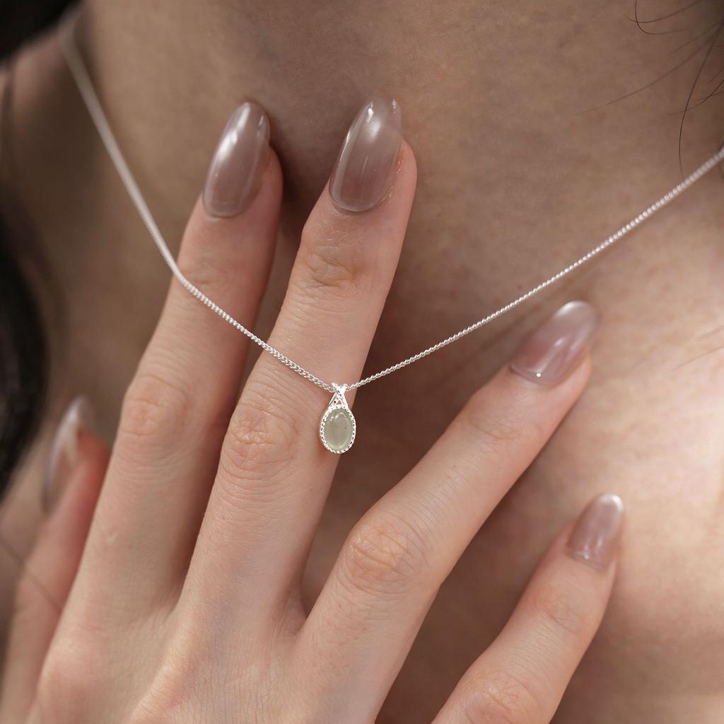Xiaomi S925 Sterling Silver Necklaces For Women Simple Minimalist Pendant Necklaces Purple Stone Necklace Birthday Gift